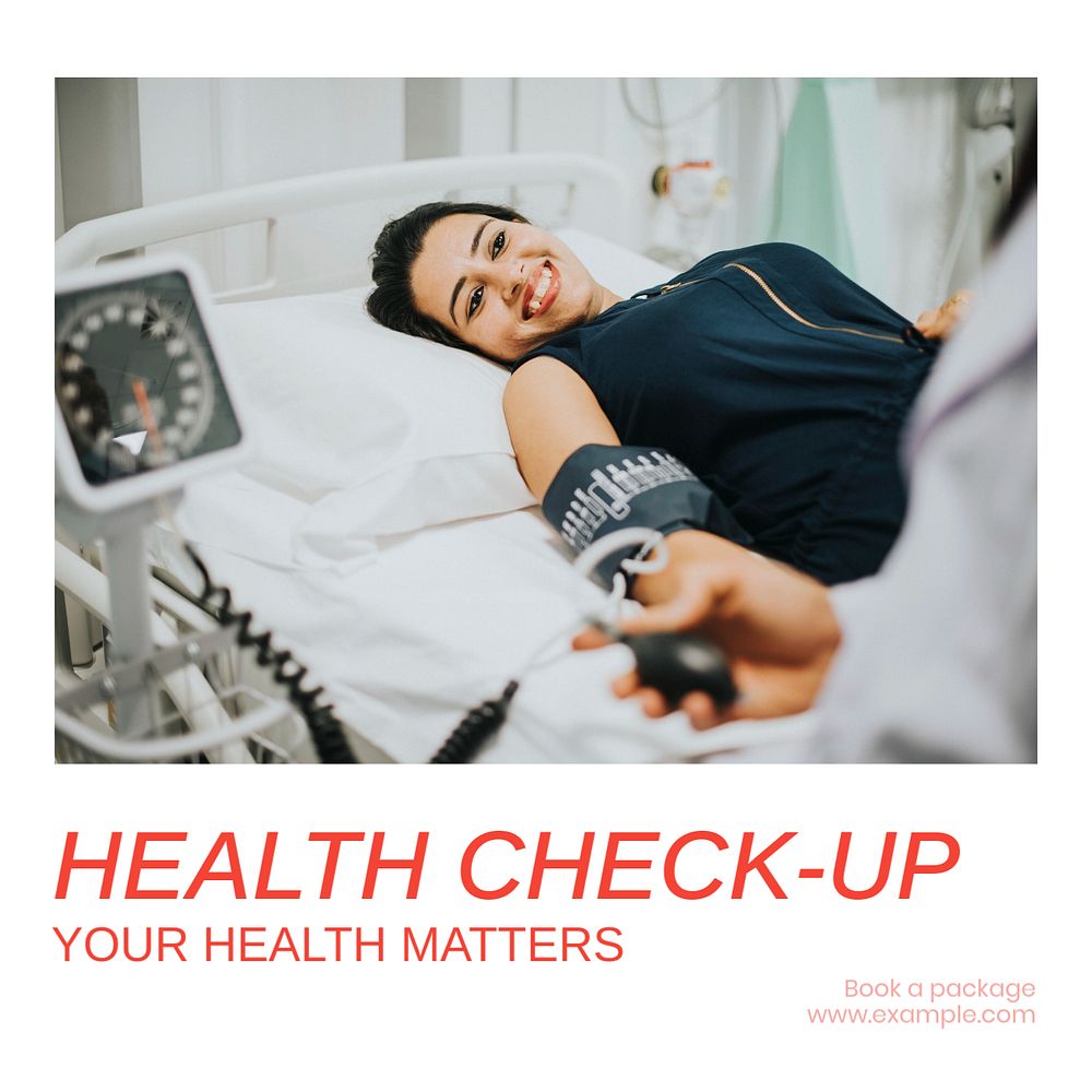 Health check-up Instagram post template, editable text