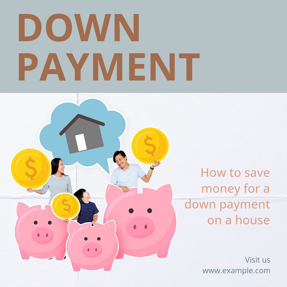 Down payment Instagram post template, editable text