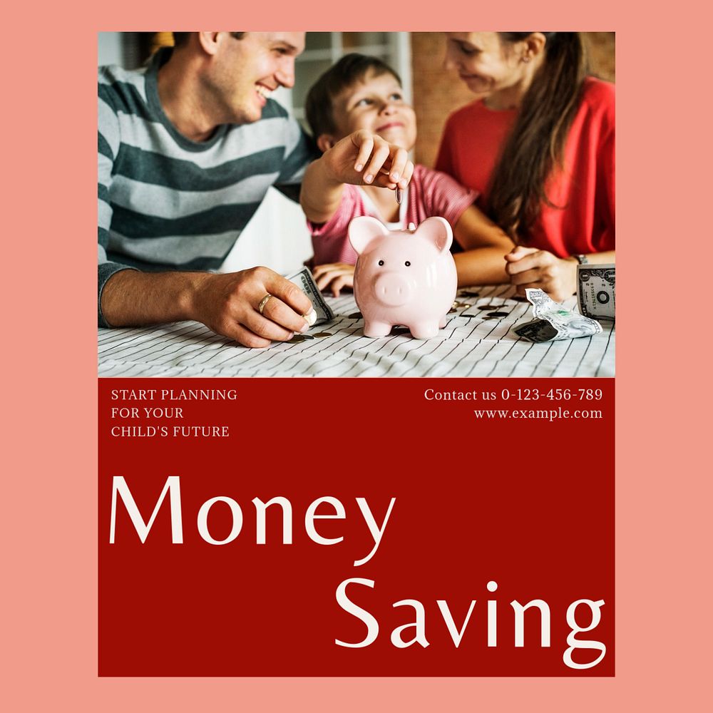 Saving money Instagram post template, editable text