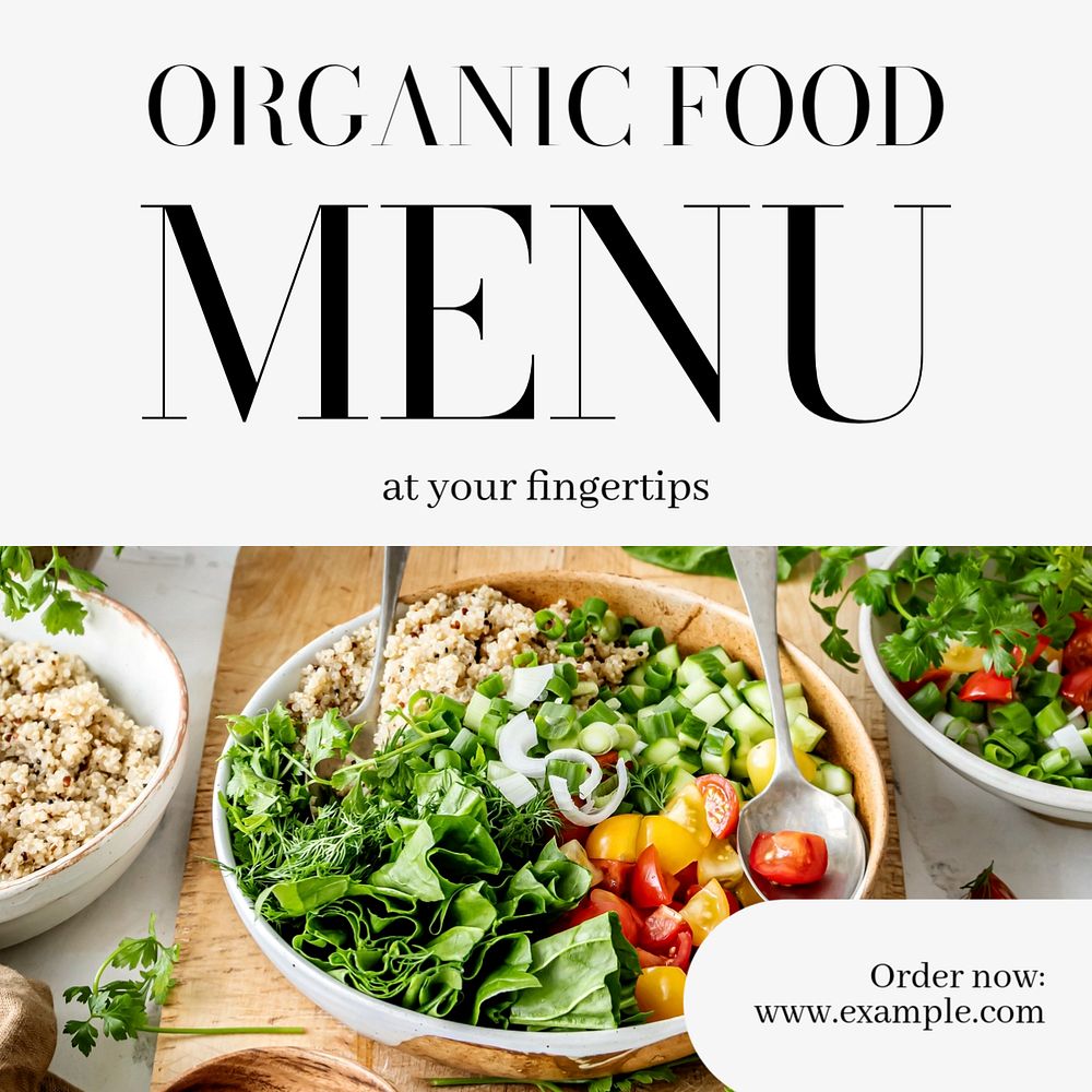 Organic food menu Instagram post template, editable text