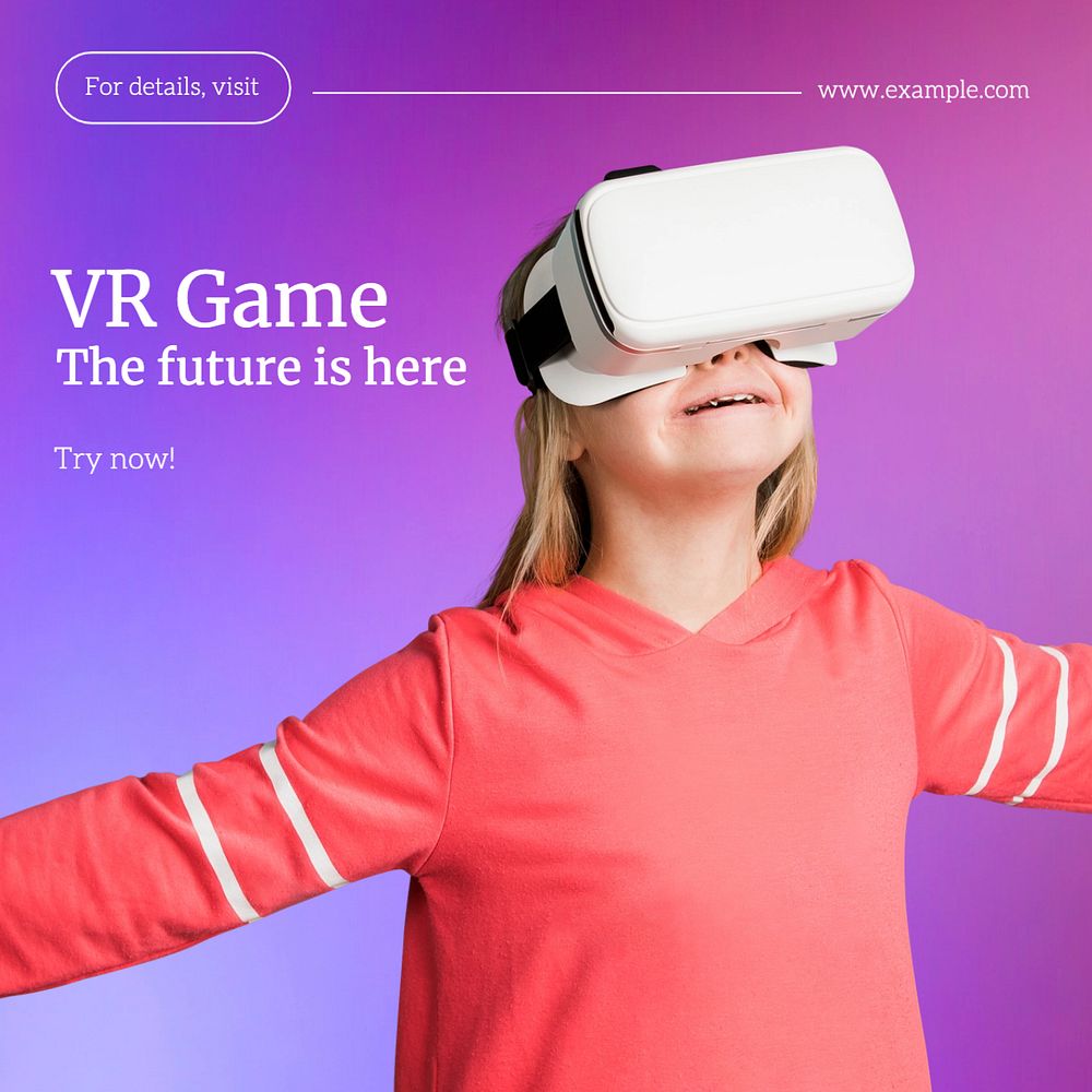 VR game Instagram post template, editable text