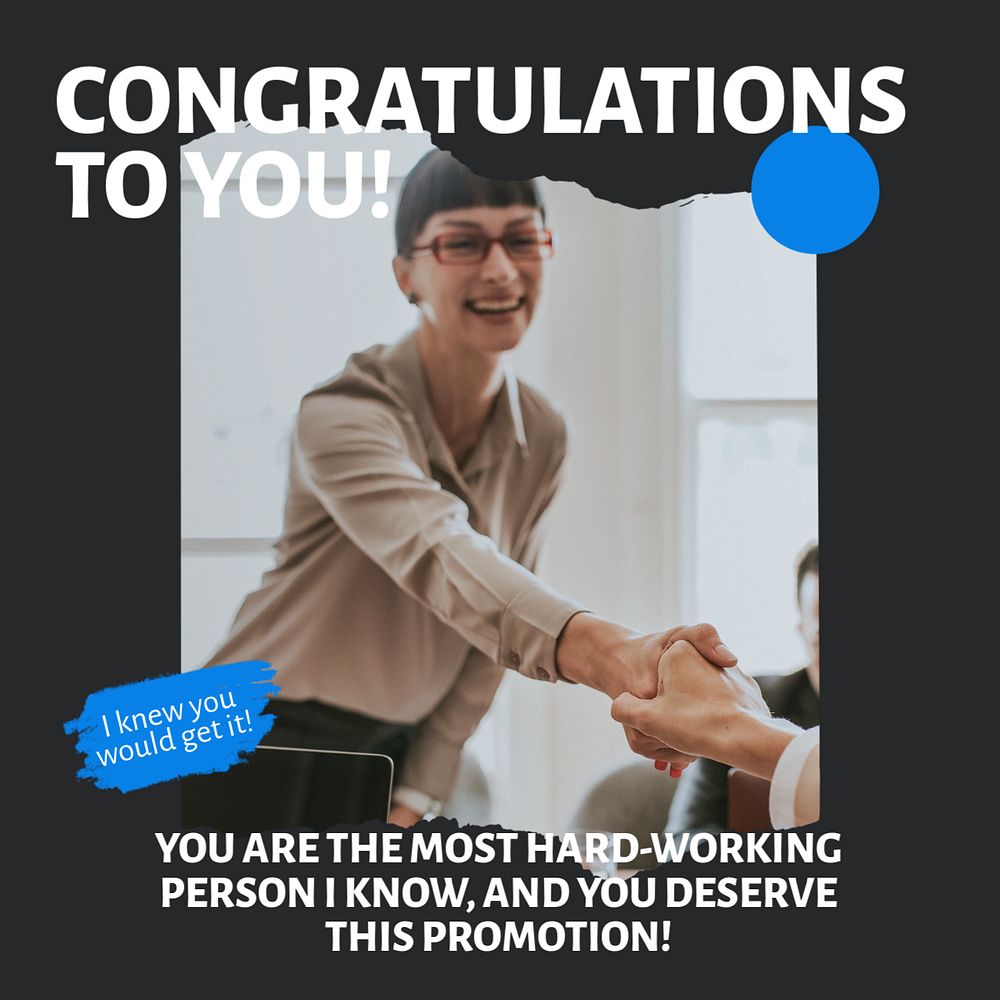 Congratulations Instagram post template, editable text