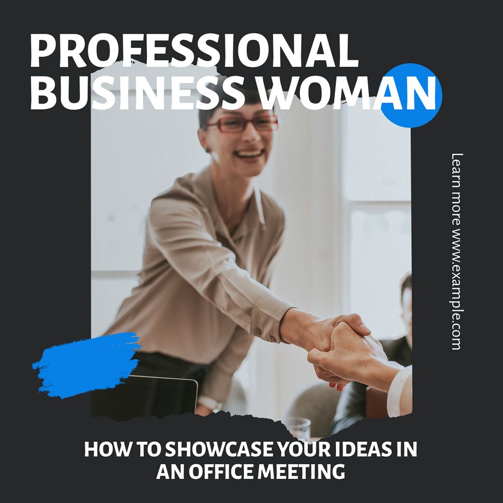 Professional business woman Instagram post template, editable text