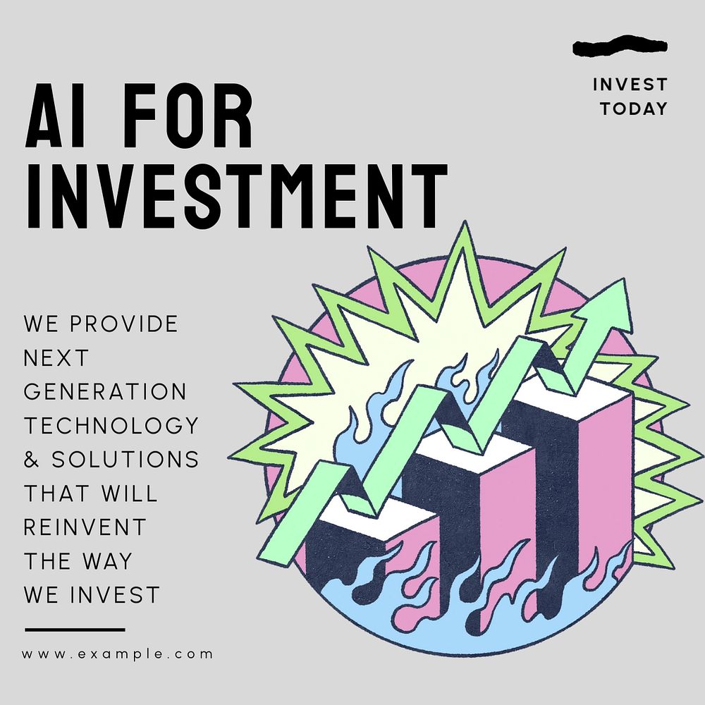 AI investment  Instagram post template, editable text