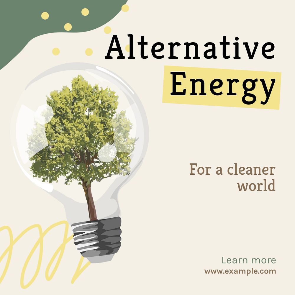 Alternative energy Instagram post template, editable text