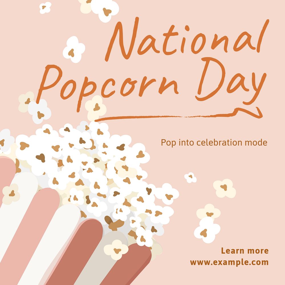 National popcorn day Instagram post template, editable text