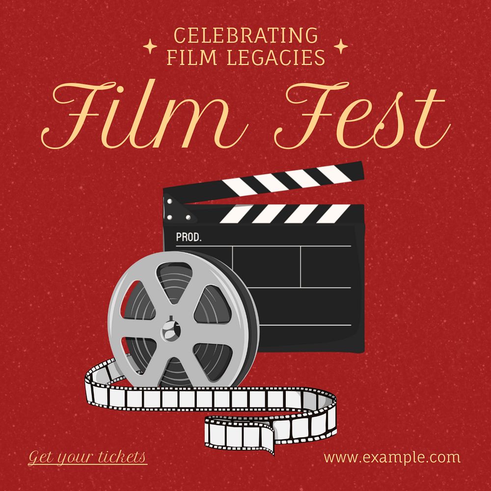 Film fest Instagram post template, editable text