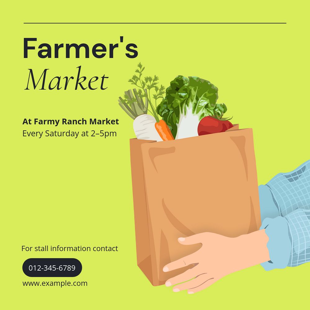 Farmer's market Instagram post template, editable text