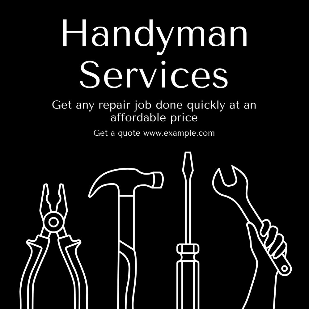 Handyman services Instagram post template, editable text