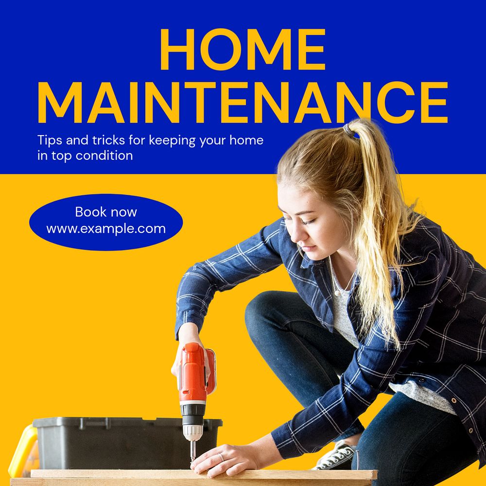 Home maintenance Instagram post template, editable text