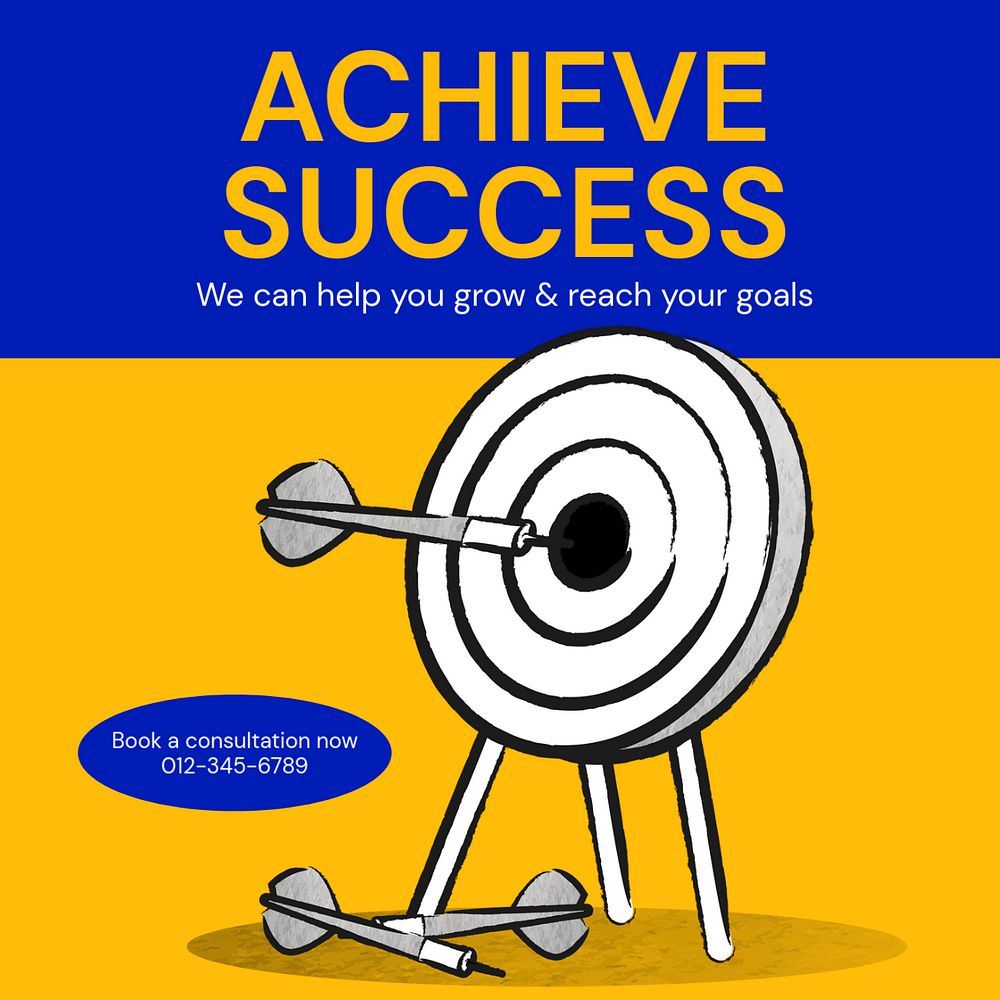 Achieve success Instagram post template, editable text