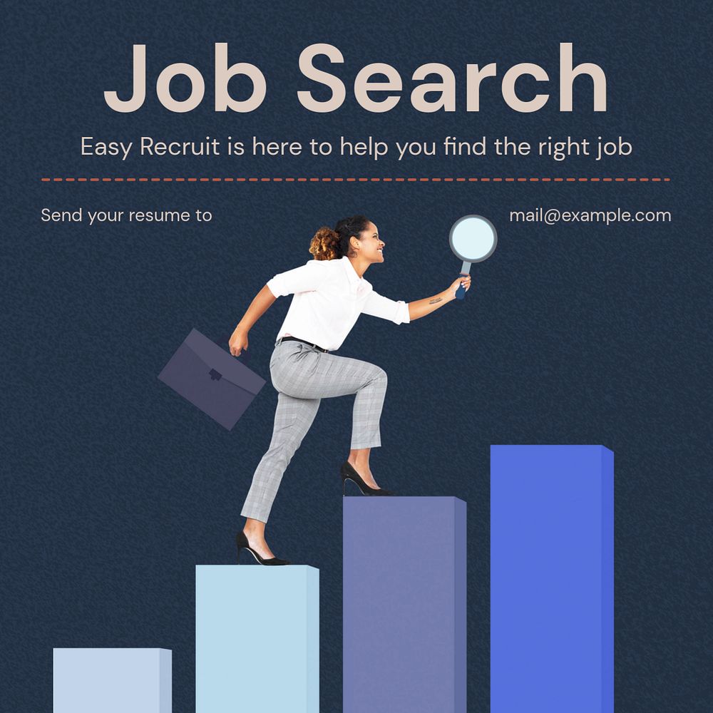 Job search Instagram post template, editable text