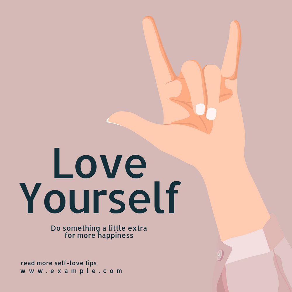 Love yourself Instagram post template, editable text