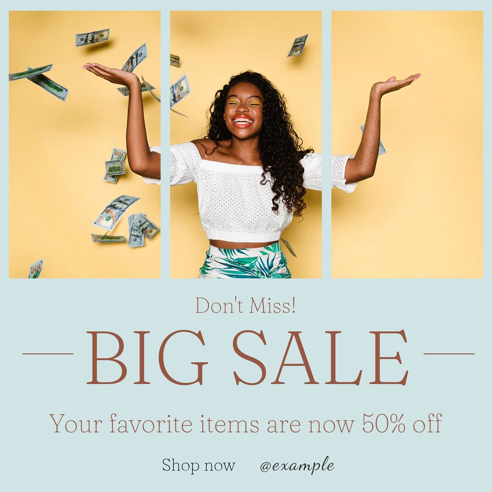 Big sale Instagram post template, editable text