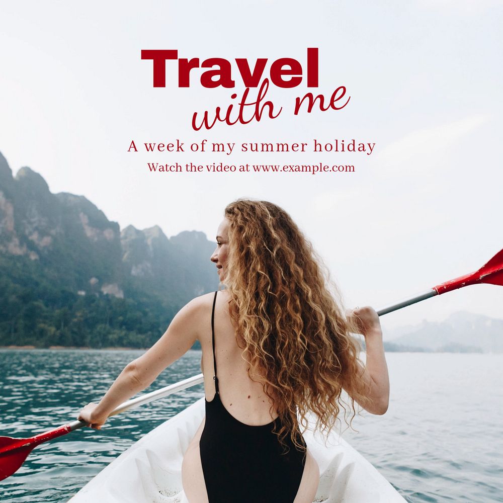 Travel vlog Instagram post template, editable text