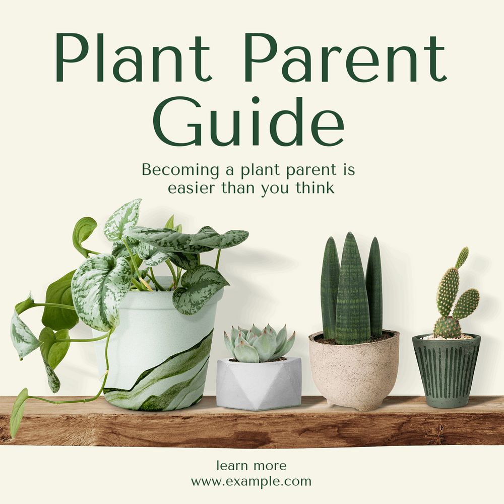 Plant parent guide Instagram post template, editable text