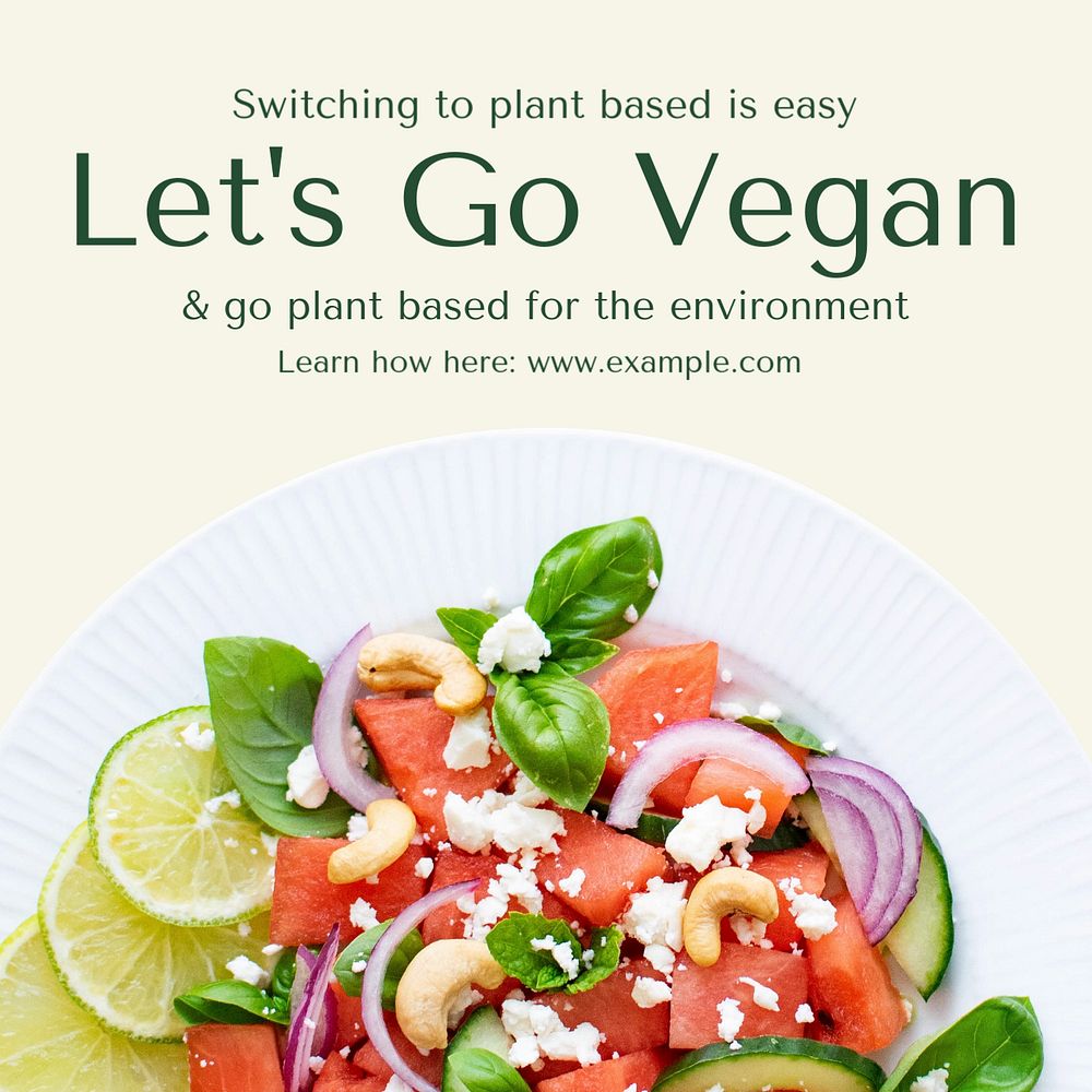 Go vegan Instagram post template, editable text