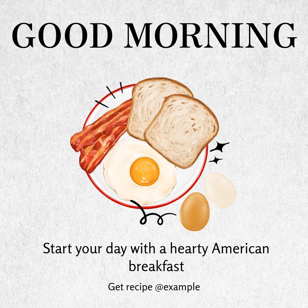 Breakfast Instagram post template, editable text