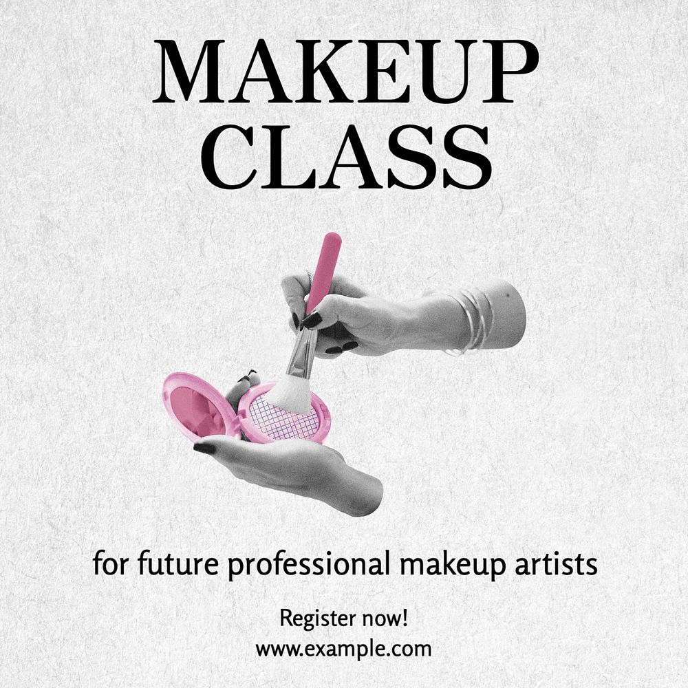 Makeup class Instagram post template, editable text