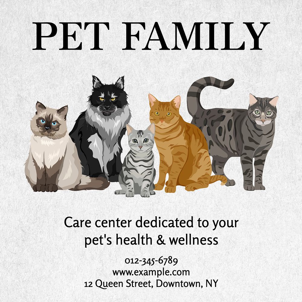 Pet family Instagram post template, editable text