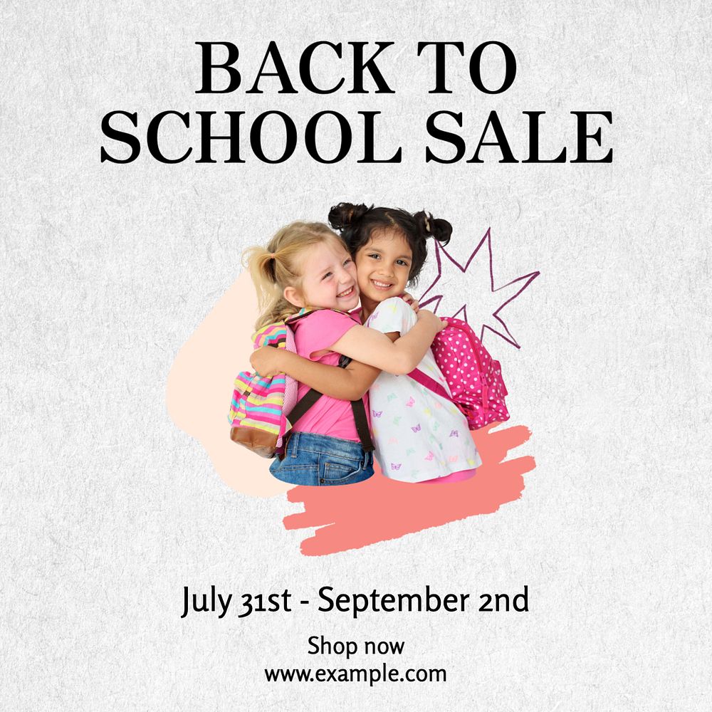 Back to school sale Instagram post template, editable text