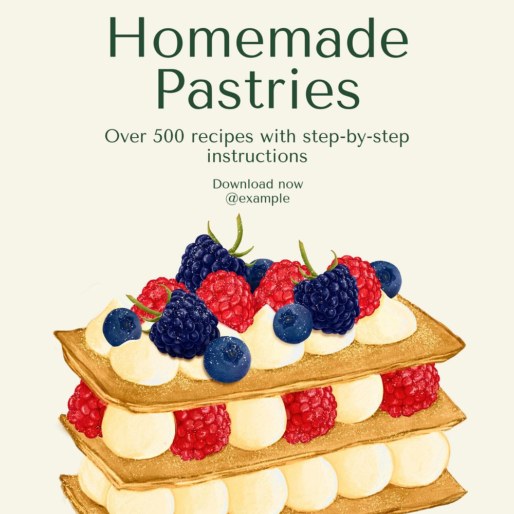 Homemade pastries Instagram post template, editable text