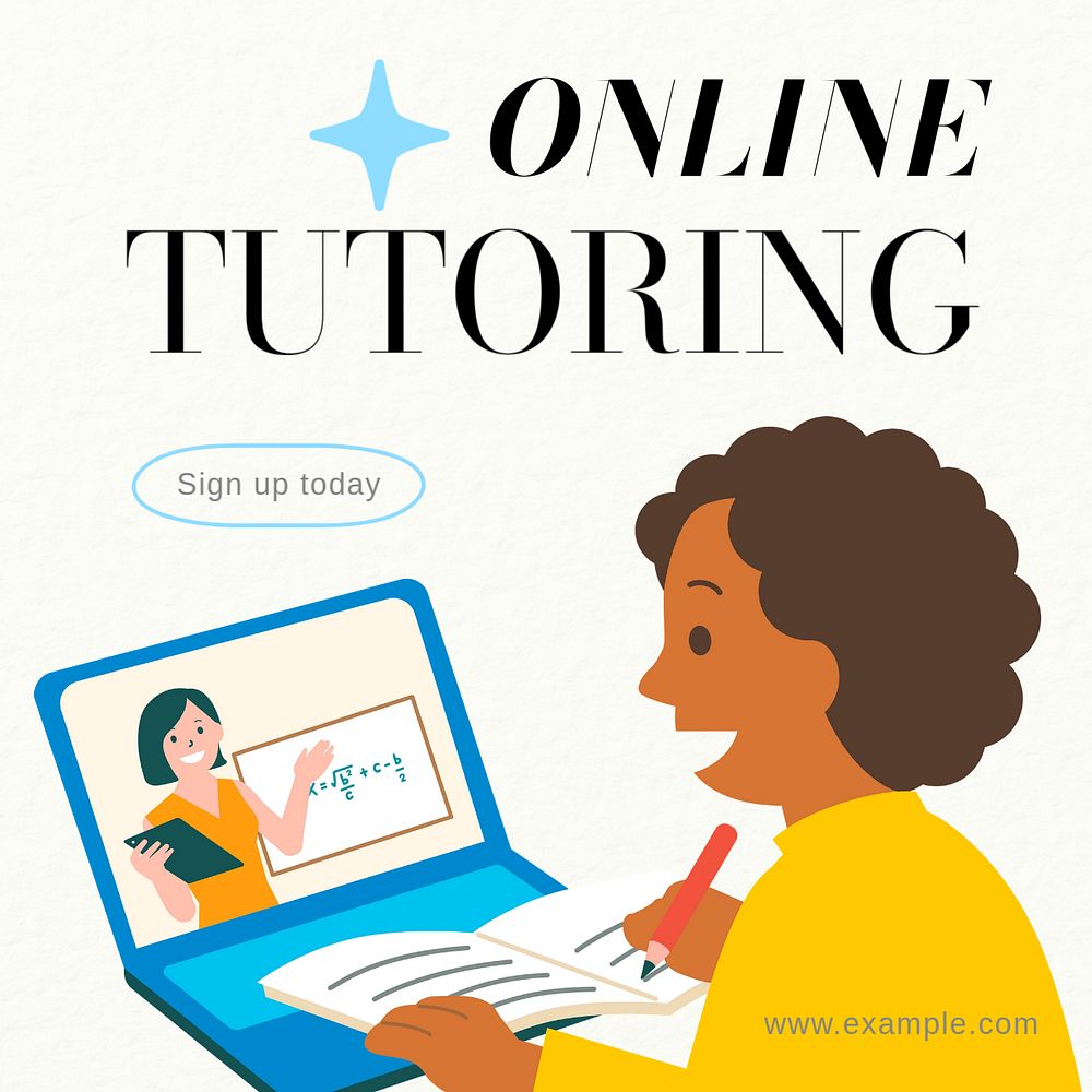 Online tutoring Instagram post template, editable text