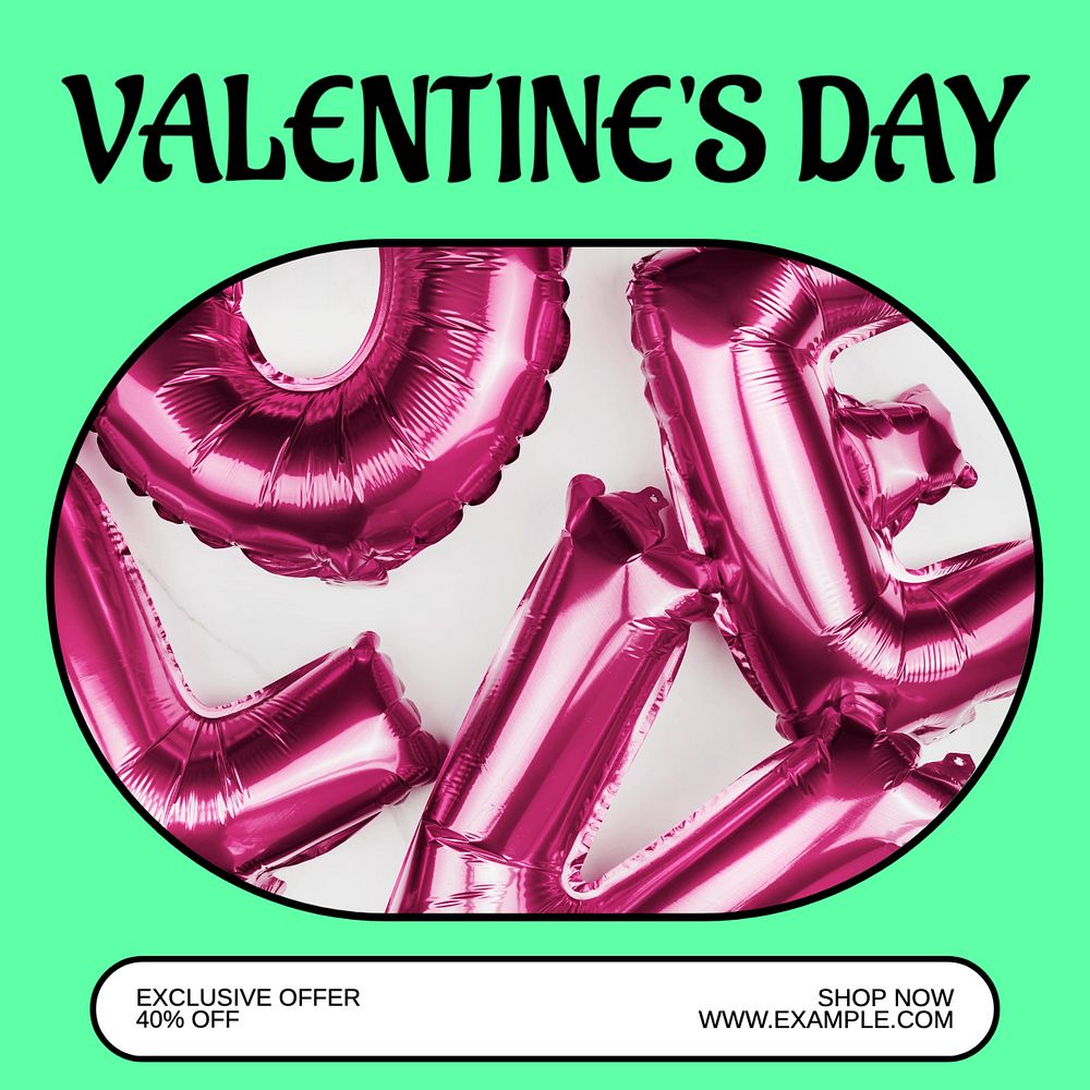 Valentine's day sale Instagram post template, editable text