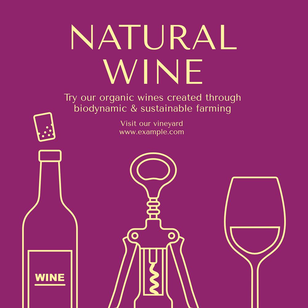 Natural wine Instagram post template, editable text