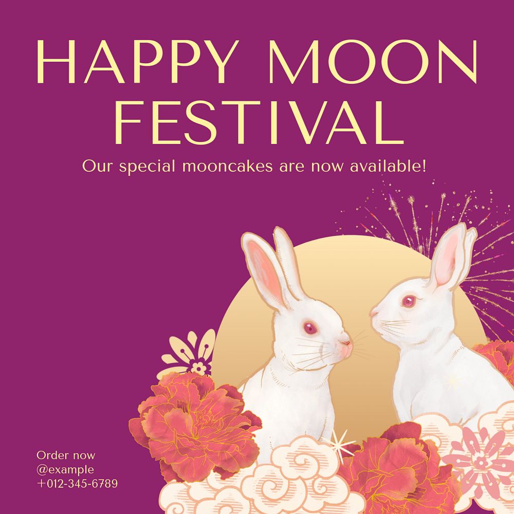 Moon festival Instagram post template, editable text