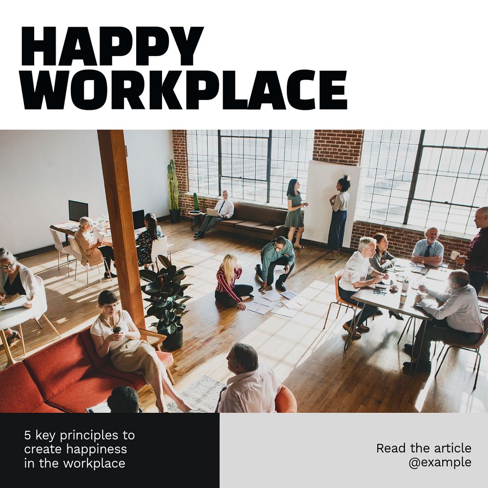 Happy workplace Instagram post template, editable text