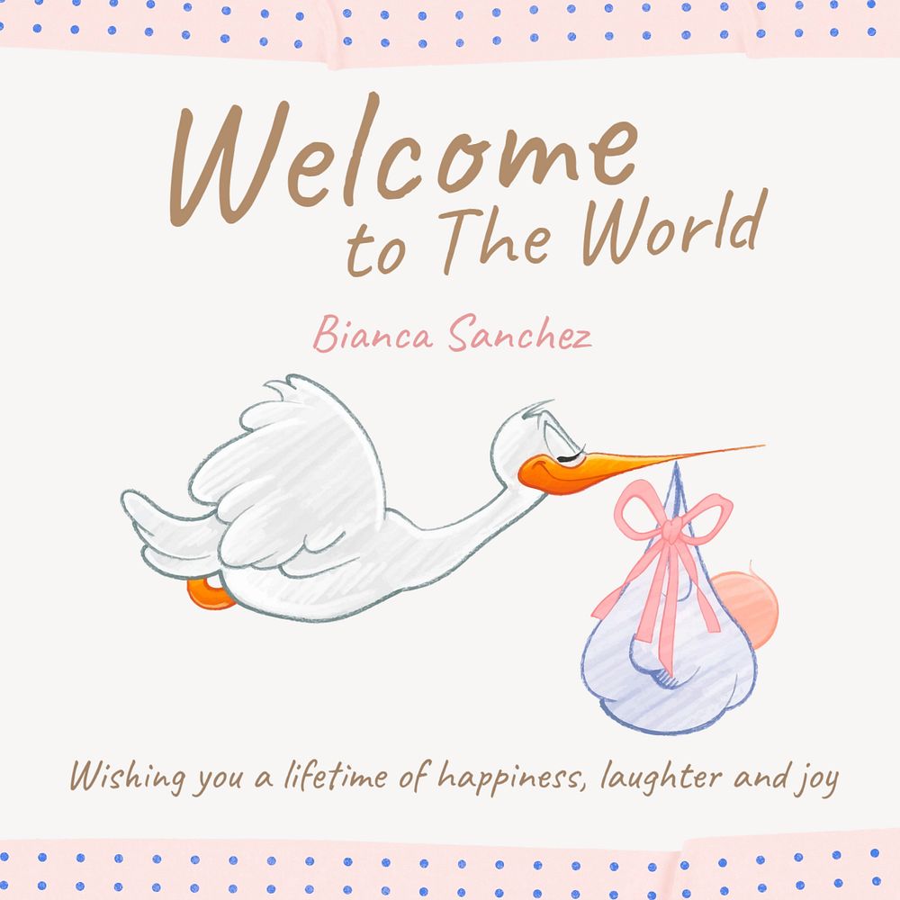 Welcome to the world Instagram post template, editable text