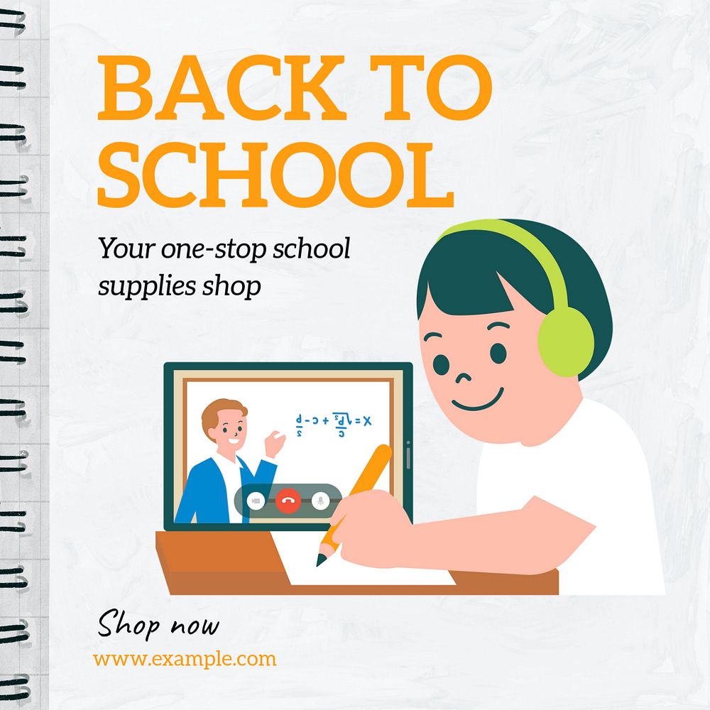 Back to school Instagram post template, editable text