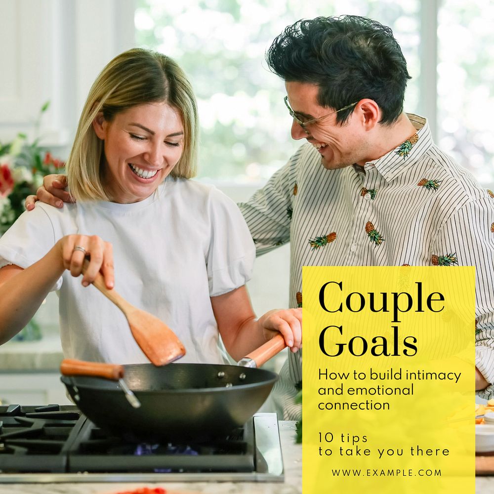 Couple goals Instagram post template, editable text