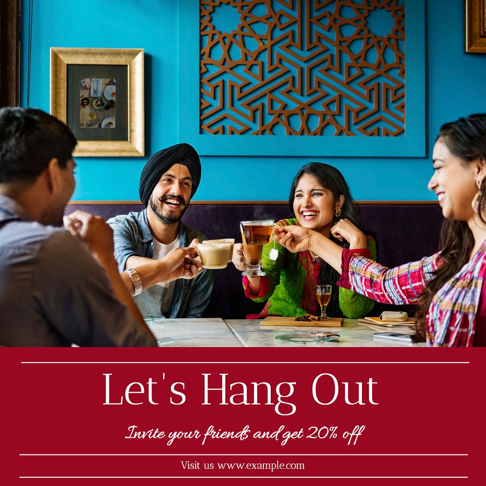 Let's hang out Instagram post template, editable text