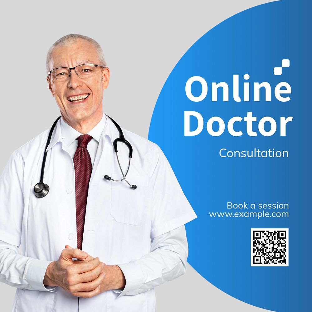 Online doctor Instagram post template, editable text