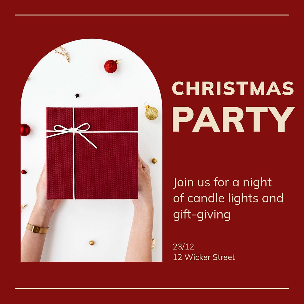 Christmas party Instagram post template, editable text