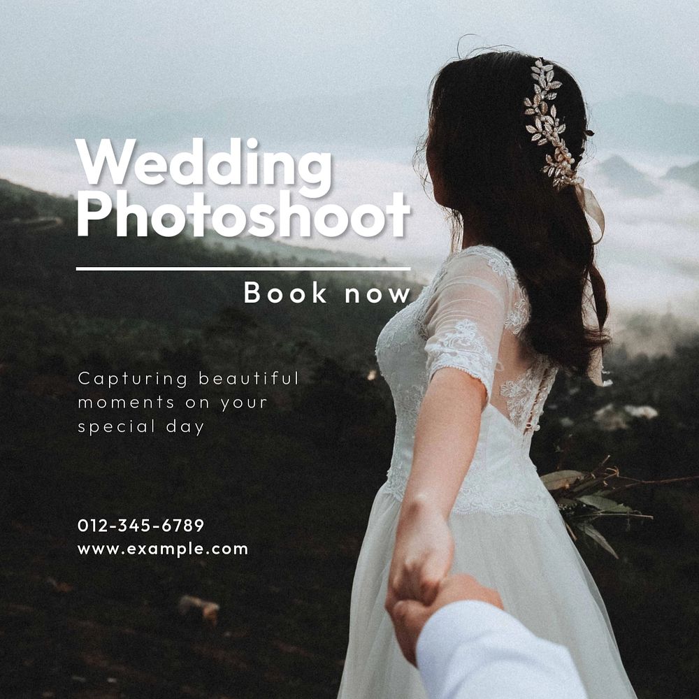 Wedding photos  Instagram post template, editable text