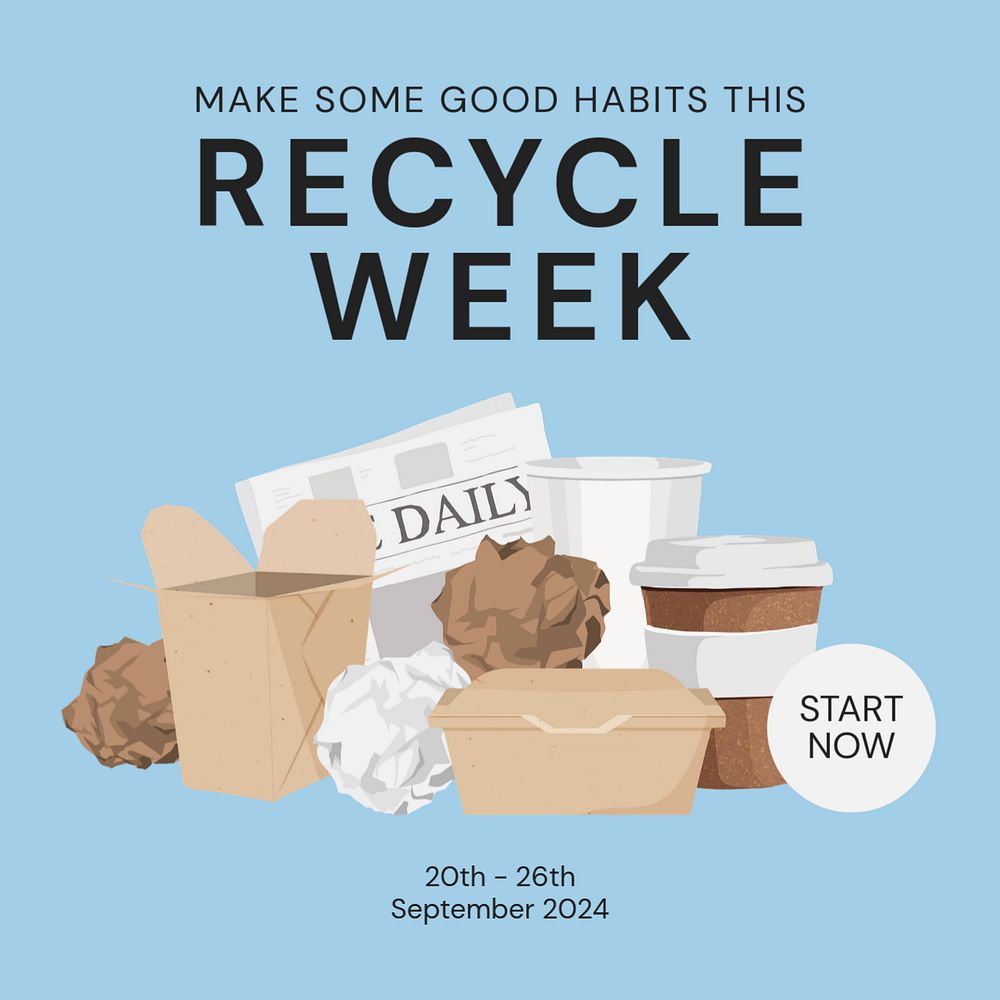 Recycle week Instagram post template, editable text