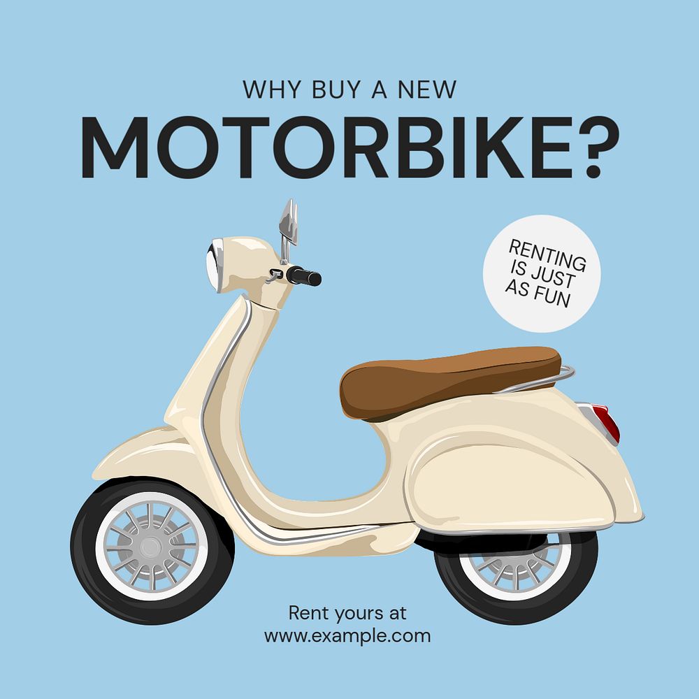 Motorbike rental Instagram post template, editable text