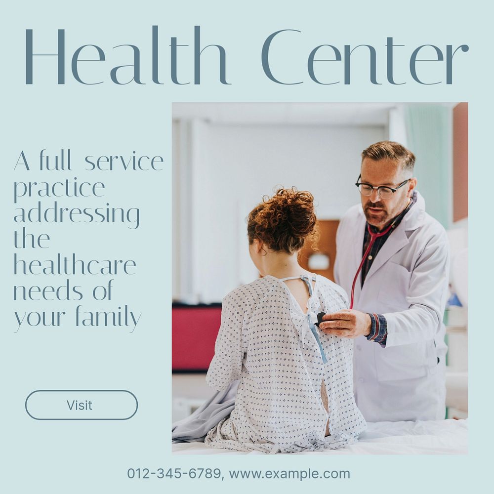 Health center Instagram post template, editable design