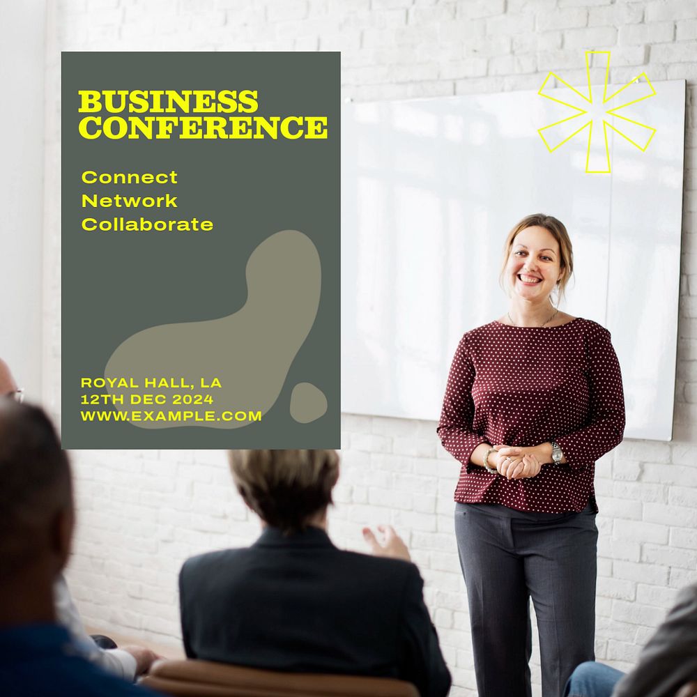 Business conference Instagram post template, editable text