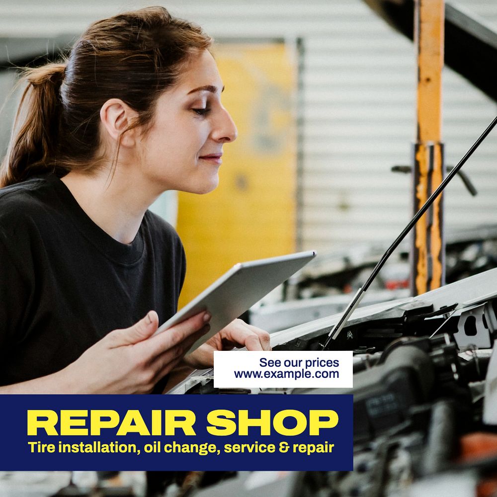 Repair shop Instagram post template, editable text