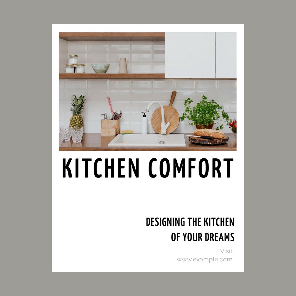 Kitchen design Instagram post template, editable text