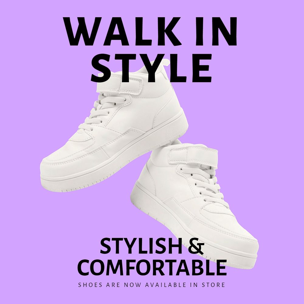 Walking shoes  Instagram post template, editable text