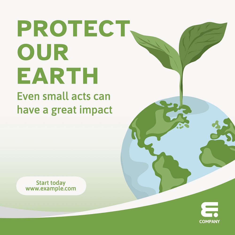 Protect our Earth Instagram post template, editable text