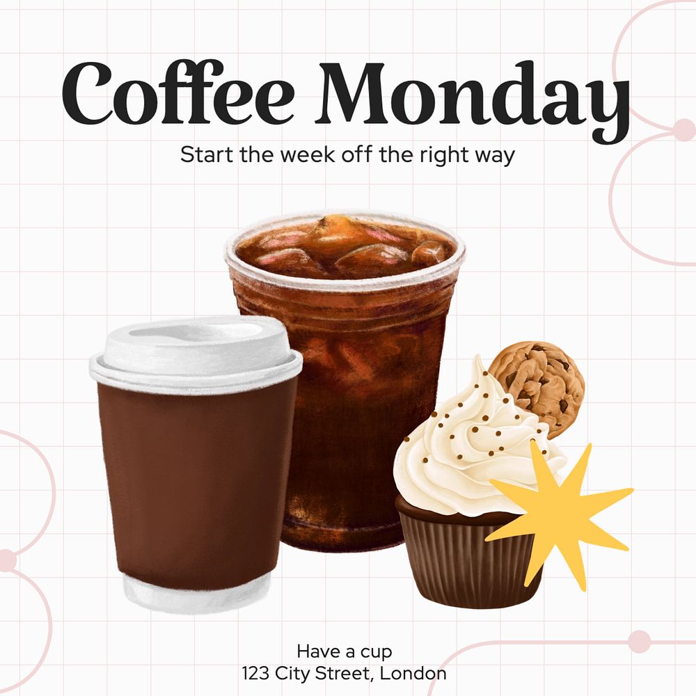 Coffee Monday Instagram post template, editable text