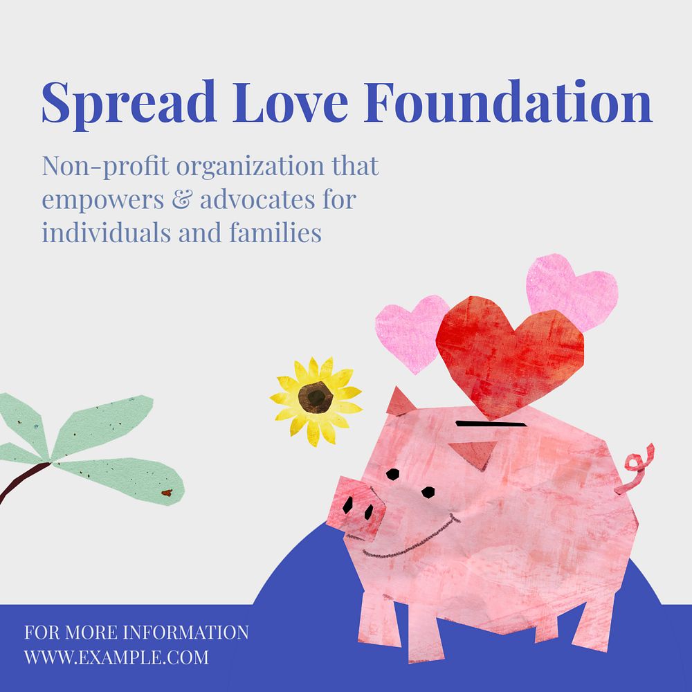 Spread love foundation Instagram post template, editable text