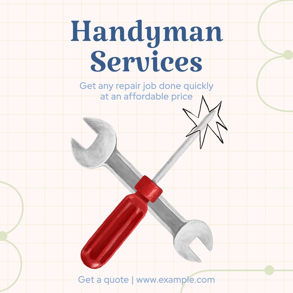 Handyman services Instagram post template, editable text