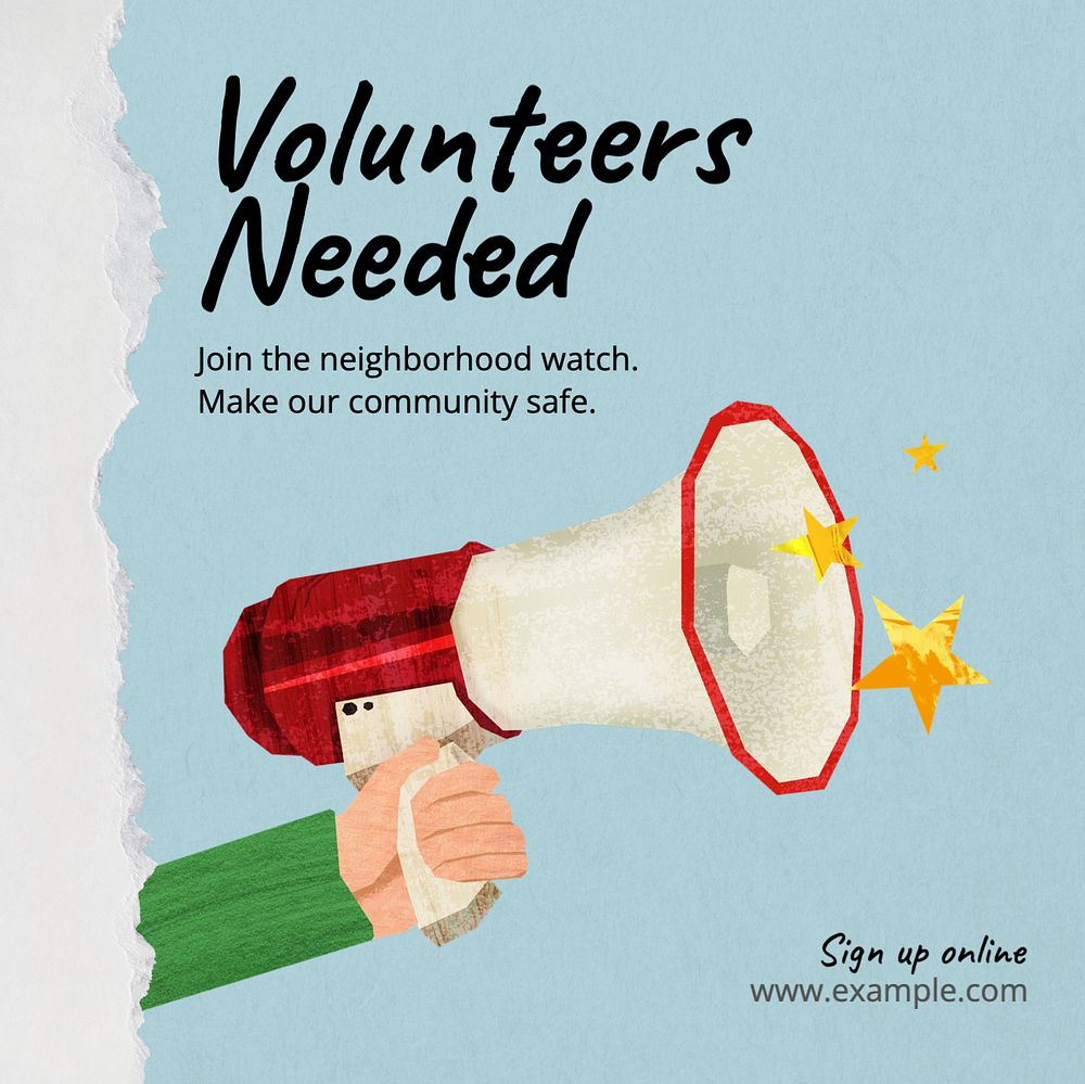 Volunteer needed Instagram post template, editable text